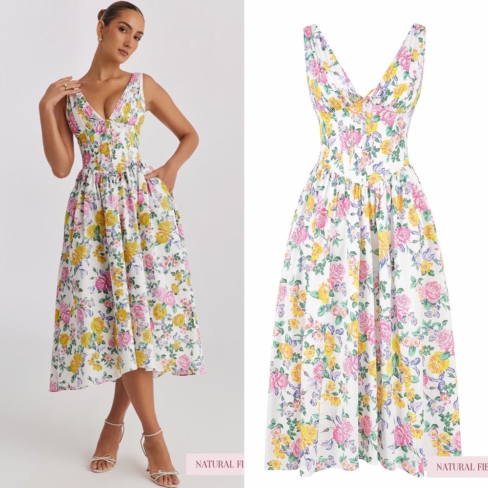 HOUSE OF CB Emmelina Floral Cotton Blend Dress